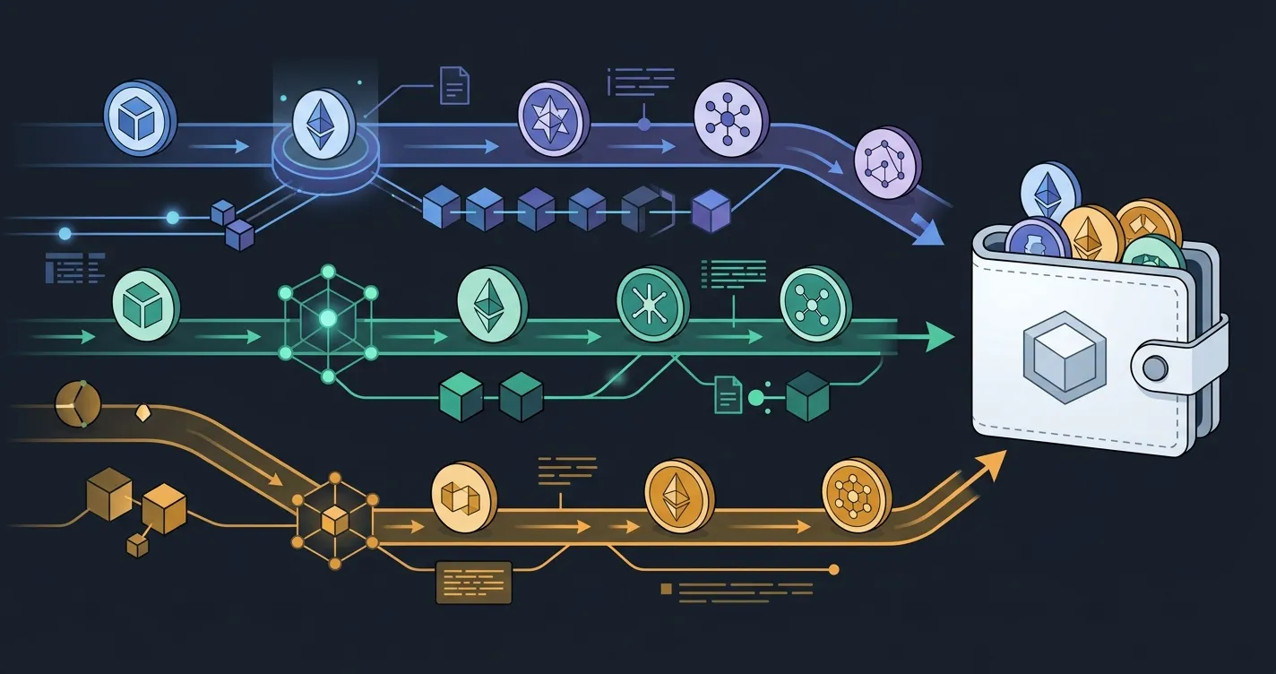 Schemat obsługiwanych kryptowalut i sieci blockchain w CHEXX